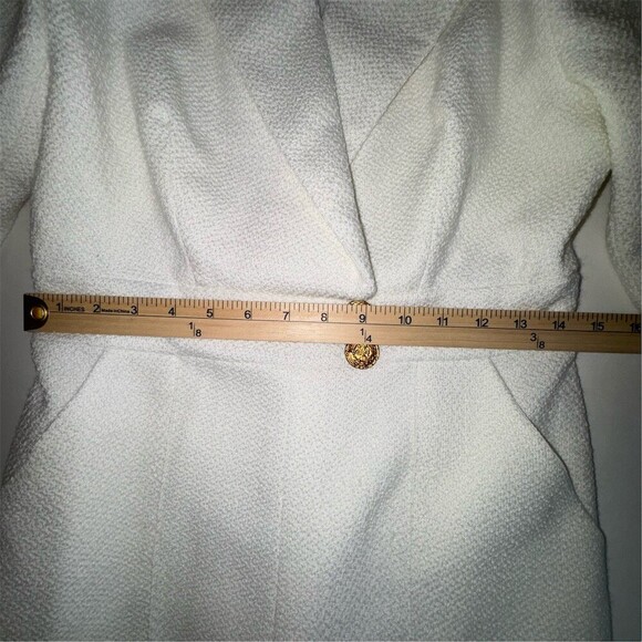 FEHAUTE Jumpsuit Womens Size 4 White Tweed Wide-Leg Pockets Quiet Luxury - Picture 9 of 16